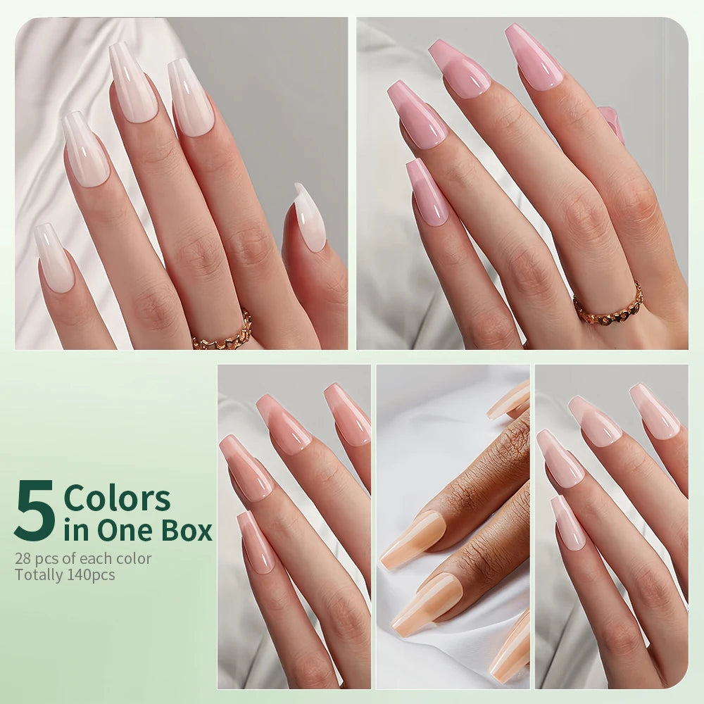 Nailpop 3-IN-1 Nude Natural Soft Nail Tips Set 140PCS Skin Tones Press on Nails Ultra-Fit Gel Nail Extensions Easy Manicure DIY