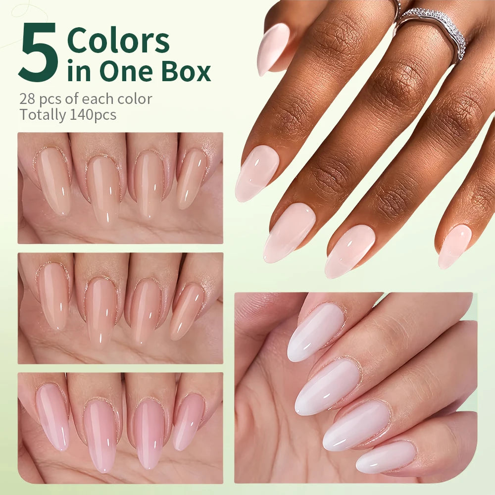 Nailpop 3-IN-1 Nude Natural Soft Nail Tips Set 140PCS Skin Tones Press on Nails Ultra-Fit Gel Nail Extensions Easy Manicure DIY