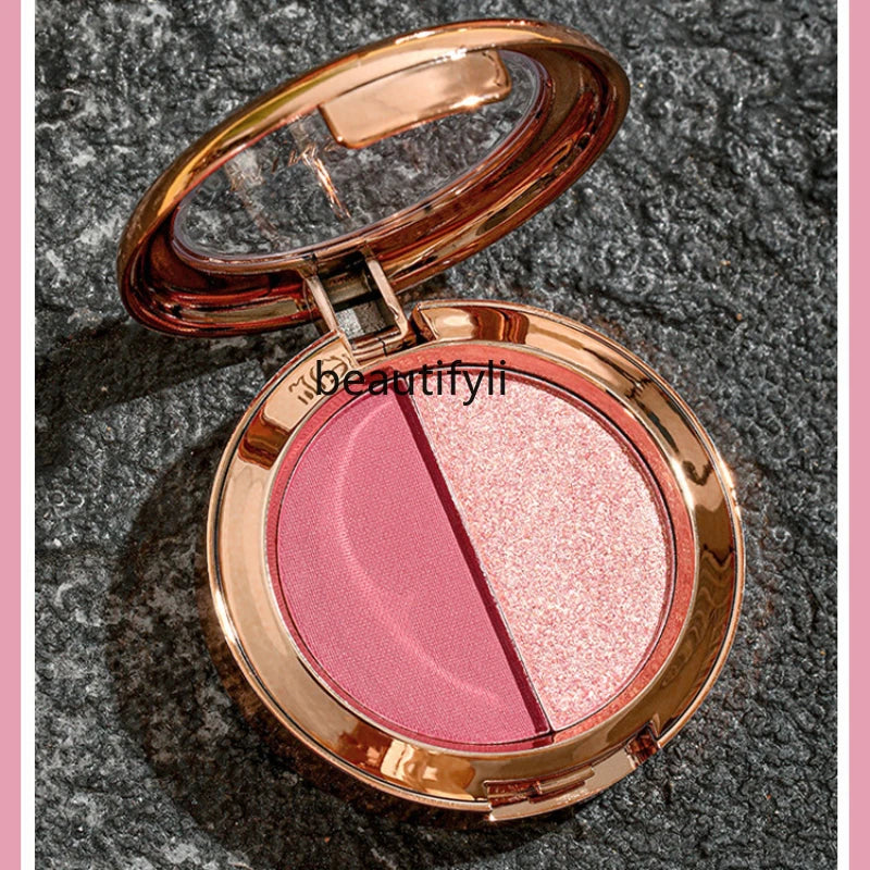 Two-color eyeshadow disc earth color pearlescent matte gold flash polarized disc portable