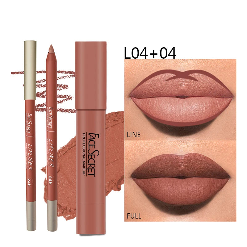 Matte Lipliner&Lipstick Set,Waterproof， Long Lasting Lip Makeup, Soft Matte Color