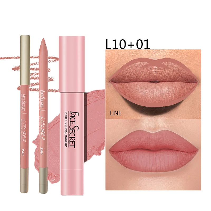 Matte Lipliner&Lipstick Set,Waterproof， Long Lasting Lip Makeup, Soft Matte Color