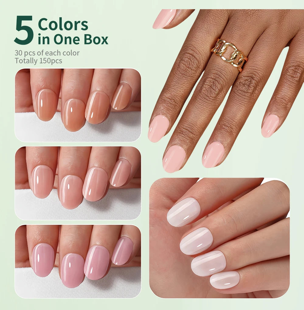 Nailpop 3-IN-1 Nude Natural Soft Nail Tips Set 140PCS Skin Tones Press on Nails Ultra-Fit Gel Nail Extensions Easy Manicure DIY
